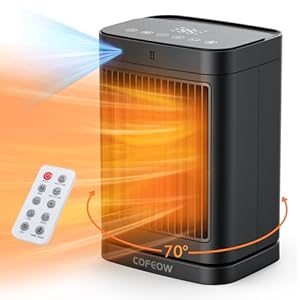 Coffeow Space Heaters with Motion Sensor,Portable heaters for Indoor Use,Electric Small Heaters for Large Room Bedroom Office Garage Desk,1500W Ceramic Heating with Remote,Oscillating,Timer,Thermostat