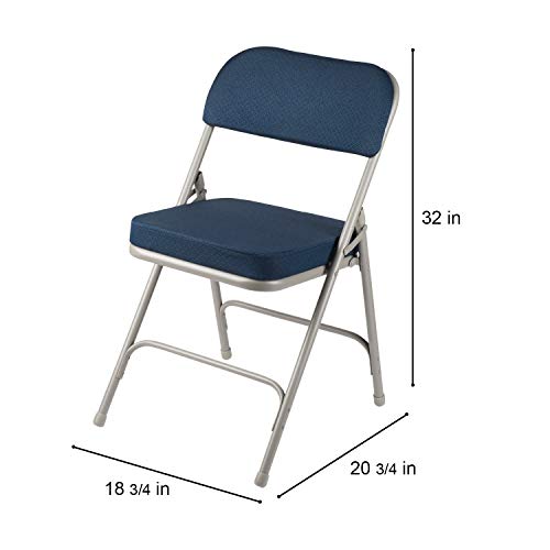 Oef Furnishings 2 Pack Fabric Upholstered 2" Cushion Folding Chair, Blue #TOP3