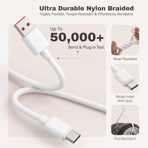 Image of 100W Supervooc /Superdart USB to Type C Charging Cable Compatible for Realme 12 pro plus /11 pro plus /11 /10 /9 Pro /Xt /Xt 730G /Narzo 60 Pro /60 /50 Pro (Free Cable Protector)
