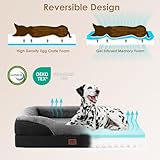 EHEYCIGA Orthopädisches Hundebett Kleine Hunde, 76x51x16.5cm, Memory Foam Waschbar und Wasserdicht Hundekorb mit 4 Rändern, Hundesofa Hundecouch rutschfest, Grau/Schwarz