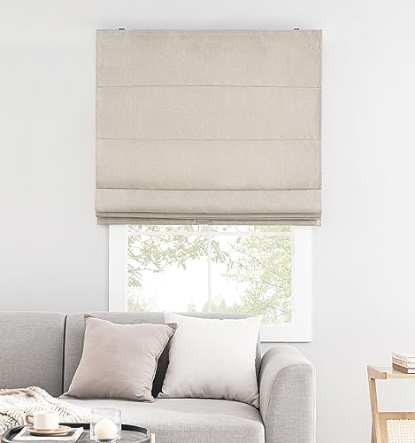 SHECUTE Roman Shades for Windows Cordless, Fabric Roman Window Shades for Bedroom, Living Room and Home, Room Darkening Light Filtering Roman Blinds for Windows and French Doors (Linen, 46”W x 64”L)