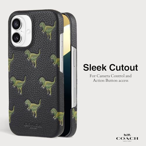 Étui iPhone 16 COACH en cuir véritable pour éviter les rayures