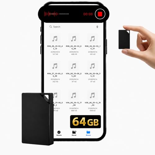 Grabadora de Voz Espia con Memoria de 64GB, Mini Grabadora