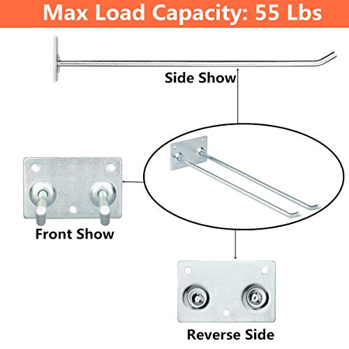 Yisunnan Wall-Mounted Steel Long-Handled Tools Storage Rack, 12 Inch Steel Garage Utility Double Hooks Organizing Ladders thumb #3