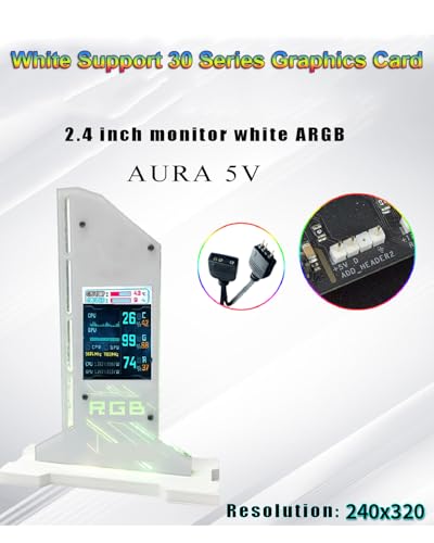 Soporte vertical LED para tarjeta gráfica RGB con pantalla de temperatura 2.4 pulg miniatura 3