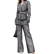 African Print Business Women Blazer and Wide Leg Pant 2pcs