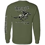 Winchester Official Legend of Winchester Printed Long Sleeve Cotton T-Shirt for Men, Women, Unisex Military Green