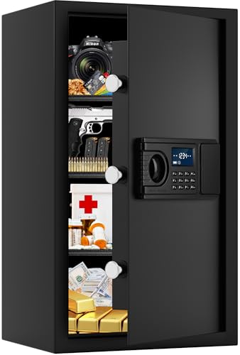 5.0 Cuft Fireproof Safe for Home Documents, Large Home Safe Box Fireproof Waterproof with LCD Keypad Keys, Anti-Theft Alert, Hidden Code Mode, Personal Combination Fire Safes For Money Jewelry Office