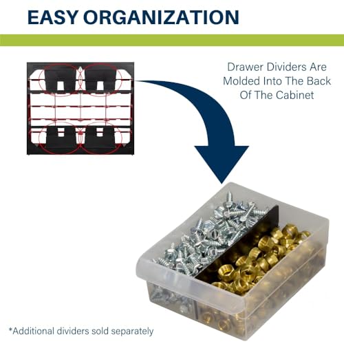 Akro-Mils 10124 24-Drawer Plastic Drawer Storage Cabinet for Garage Organization, Lego Storage, Teacher Toolbox, Makeup Organizer, and More, 50.8 cm W x 15.24 cm D x 40.64 cm H, Yellow