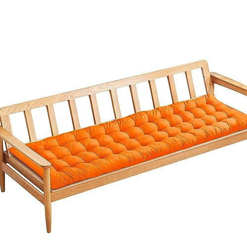 PLULON Orange Garden Bench Cushion, 2/3 Seater Garden Chair Pad Porch Swing Chair Cushion Bench Seat Pad Mat Furniture Pad for Patio Lawn Lounger Bench 120x48cm