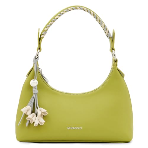 Image of Miraggio Pistachio Shoulder Bag For Woman With Zipper Closure & Floral Charm | Shoulder Bag For Women Stylish For Daily Use | Handbag For Woman | Gift Items For Women