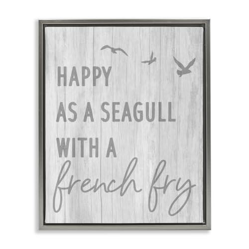 Rustic Seagull Beach Humor Phrase, 24 x 30 Inch Canvas in Floater Frame