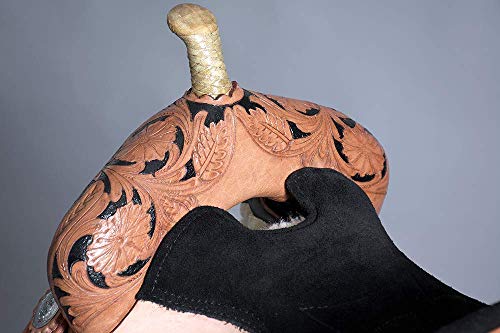 Manaal Enterprises' Classic Quality Handmade Premium Leather Western Barrel Racing Equestrian Trail Horse Saddle Tack, Included Headstall, Breast Collar & Reins, Size 16 Inch #TOP4