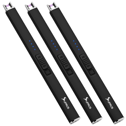 SUPRUS Rechargeable USB Arc Lighter 3-Pack with Safety Lock