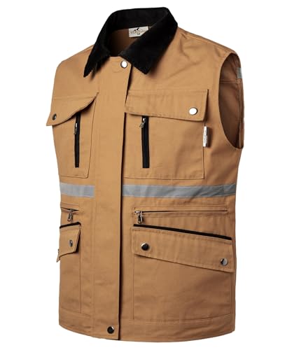 Image of Tool Vest for Men Electrician Reflective Work Vest Carpenters Multi-Pockets Safety Vests