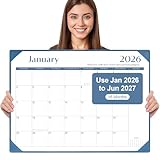 Gannyfer Desk Calendar 2026 with Desktop Mat, Simplified Large 22" x 17" Desktop Pad Calendar, 18 Month Desk Calendar 2026-2027, Use Jan 2026 to Jun 2027, Office Supplies Perfect for Home School and Office - Blue