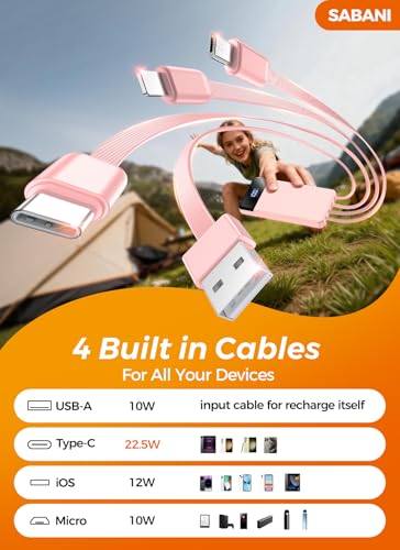 Image of Portable Charger 35000mAh Power Bank - Powerbank with 4 Built in Cables, 22.5W Fast Charging Travel Camping Essential Battery Pack Compatible with iPhone 17 16 15 14 13 Samsung Google, 1 Pack