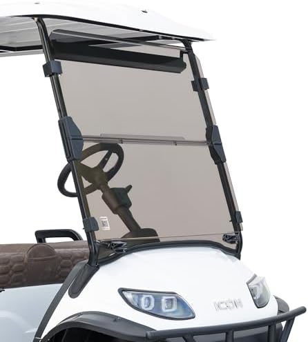 MODZ Icon EV1 windshield showing 1/4-inch (5.5mm) hardened polycarbonate