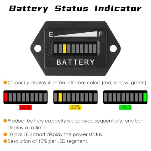 Image of Lead Acid Battery Indicator Meter Gauge /Waterproof Battery Capacity Meter,Universal LCD Digital Battery Discharge Alert,Use for Golf Cart,Fork Lifts,Star Car,EZGO,Yamaha Club Car (36V)