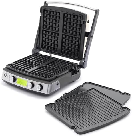 GreenPan Elite 7-in-1 Multi-Function Contact Grill & Griddle, Healthy Ceramic Nonstick Aluminum, Grill & Waffle Plates, Adjustable Shade & Shear, Closed Press/Open Flat Surface, PFAS-Free, Graphite