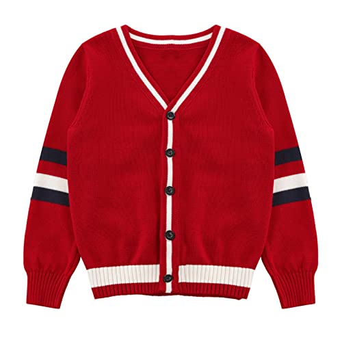 Unisex Kids Casual Long Sleeve Button Closure Knitted Cardigan Students Girls School Uniform Jacket Outerwear