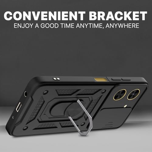 Image of AIBEX Back Cover for Redmi A5 / Poco C71 | D10 Tough Armor Case | Sliding Camera Shield | 360 Protection | Kickstand Ring Holder | Military-Grade Shockproof Bumper Case