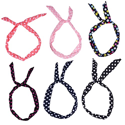 HONMEET 6piezas Diademas Retro De Lazos De Color Aleatorio Accesorios De Moda Para Mujeres y Niñas Para Fiestas y Celebraciones