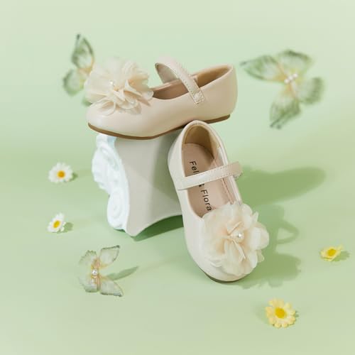 Image of Felix & Flora Toddler Flower Girl Dress Shoes - Girl Ballet Flats Party School Shoes Wedding