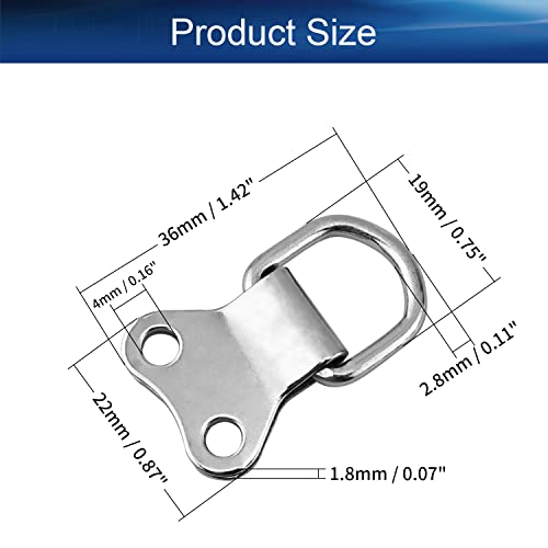 Image of 36mm x 22mm Double Holes D Ring Picture Hangers Hardware, for Home Decoration Hanging Clock Paintings Artwork Creative Picture Frame Photo Hanging Solutions Silver Tone 100pcs