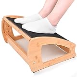 Bamboo Under Desk Footrest, Ergonomic Foot Rest with 4 Height Position Office Footrest, Improves Posture and Blood Circulation, Portable Step Stool for Home and Office (Standard)