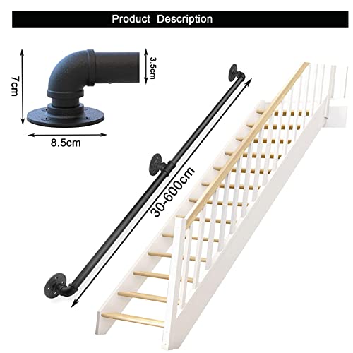 Rampe d'escalier en tube noir charge 200kg main courante robuste style industriel