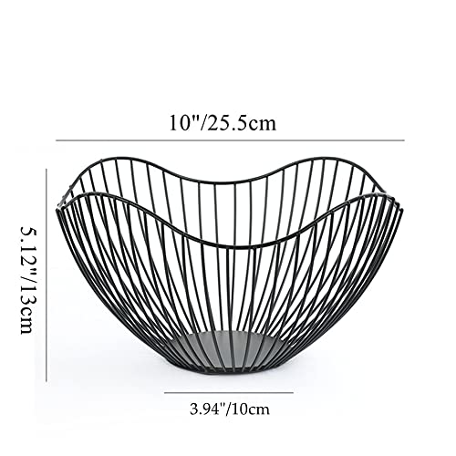 Natureman Kitchen Counter Fruit Bowl Large Fruit Basket Bowl Metal Wavy Storage Basket Kitchen Vegetable And Fruit Bowl, Used To Hold Fruits, Vegetables And Bread (Black) #TOP4