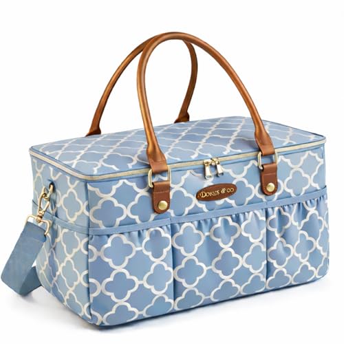 DOKUS & CO Luxury Diaper Bag Tote for Moms – Structured, Water-Resistant Baby Travel & Hospital Bag, Large Organizer Fits Diapers, Wipes & Breast Pump (Non-Floppy Design)