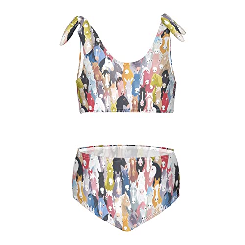 Image of Cute Pugs Flowers Butterflies Girls Bikini Sets 2 Piece Swimsuits Bathing Suit Swimwear