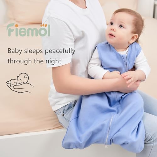 Image of Baby Sleep Sack 0-6 Months, 100% Cotton Sleeping Sack for Newborn and Infant, 3 Pack Baby Wearable Blanket, 0.5 Tog Lightweight Double Zipper Sleep Bag Apricot