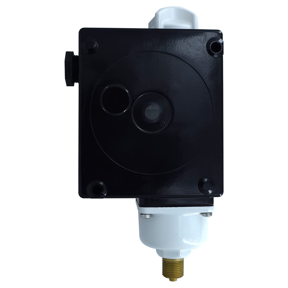 Tył view of the Danfoss RT-121 pressure switch, showing the black electrical connection box.