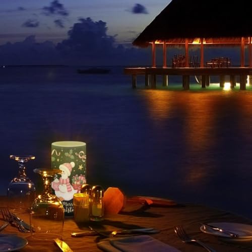 Image of Poceacles Christmas Home Decor Flameless Candle Electric LED Lights with Timer Remote Color Lights, Merry Christmas Print Tealight for Outdoor Indoor, Porch Goose Print