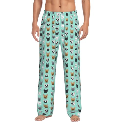 Pantalon de pyjama homme bouledogue français en coton doux pour la nuit