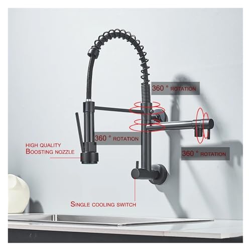 Robinet de cuisine extractible double bec mural eau froide ABS - 3