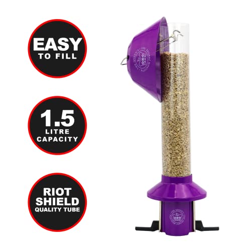 Squirrel Proof Wild Bird Feeder - Queens Platinum Jubilee Limited Edition Roamwild Mixed Seed/Sunflower Heart Feeder (Jubilee - Purple) #TOP4