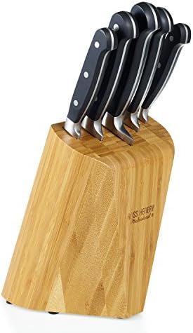Ross Henery Professional Knives, 5 Piece stainless steel kitchen knife set in a bamboo knife block