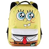 AI ACCESSORY INNOVATIONS SpongeBob Square Pants Backpack for Boys & Girls, 16” Big Face Nylon Twill Bookbag w/Molded Hamburger Patty Dangle, Yellow
