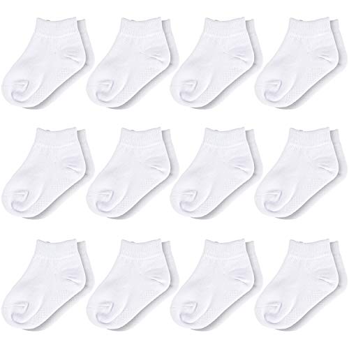 La Volupte 12 Pack Unisex Baby Toddler Kid Cotton Low Cut Sock Anti Slip Grip Ankle Socks