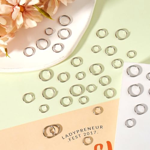 SOFPLATE 1 Box 600Pcs Stainless Steel Split Rings Bulk Split Jump Rings Silver Hypoallergenic Small Keychain Double Loops Round Split Ring for jewellery Making Supplies Necklaces Bracelet Earrings DIY - Image 4