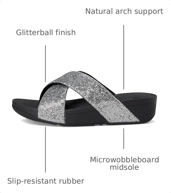 Image of FitFlop Women's, Lulu Glitterball Cross Slide Sandal