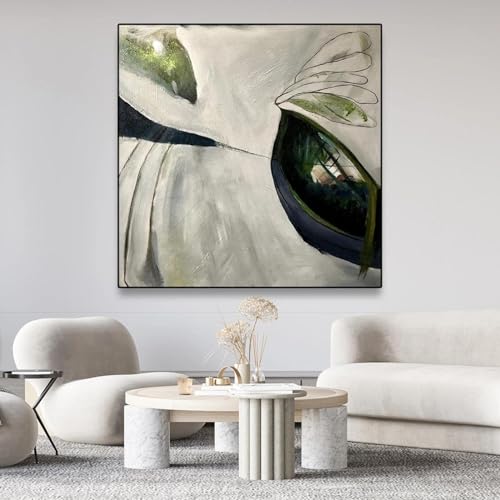 Luxe d'une toile d'art minimaliste verte grand format salon chic