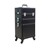 Photo Gallery aohmg makeup artist 3 in 1 trolley make up, in alluminio professionale trolley per cosmetici, con serrature e pieghevole vassoi,black Photo Gallery aohmg makeup artist 3 in 1 trolley make up, in alluminio professionale trolley per cosmetici, con serrature e pieghevole vassoi,black