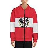 KAOEOSI Austrian Coat of Arms Eagle Flag Zipper Hoodie for Teens Long Sleeve Pullover Hooed Sweatshirt with Pocket XL