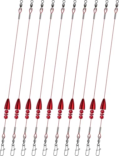Vipfish Texas Rigs - Paquete de 10 aparejos de pesca de lubina preaparejados con peso de bala, giratorio y broche, aparejo de plástico suave sin malas hierbas para boca grande y lubina de boca pequeña