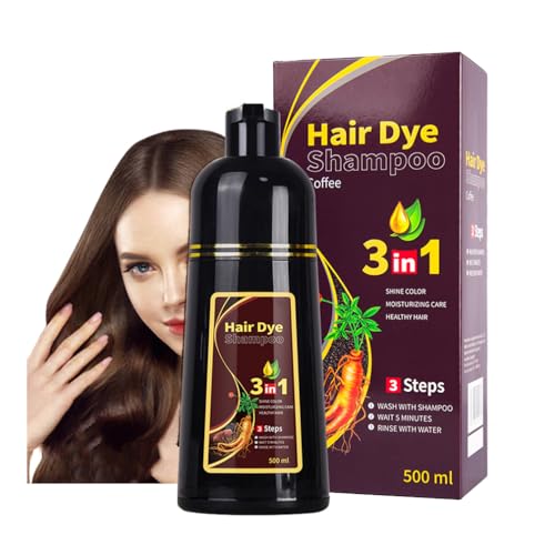 Champú 3 En 1 Para Teñir El Cabello De Café, Champú A Base De Hierbas Para Cambiar El Color Del Cabello, Fórmula De Acción Rápida, Cobertura Semipermanente De Canas (Coffce)